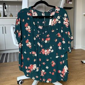 NWT Green floral Madewell short sleeve top